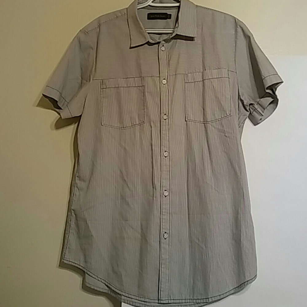 Calvin Klein Jeans Mens Large Short Sleeve Button